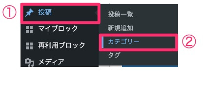 カテゴリー編集ページへの行き方